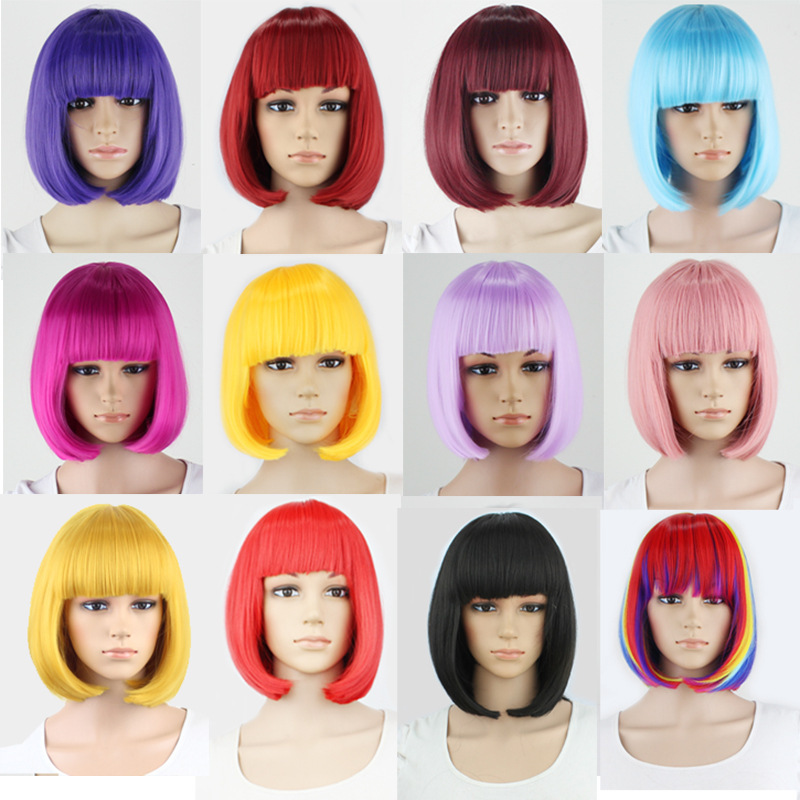 Bobo Head Wig Headgear Long Shengyuan Cosplay Bobo Wig Anime Color Qi Bangs Bobo Head Bobo Head Wig Headgear Long Shengyuan Cosplay Bobo Wig Anime Color Qi Bangs Bobo Head