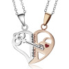 Necklace stainless steel, two-color brainteaser heart shaped engraved for beloved, cat