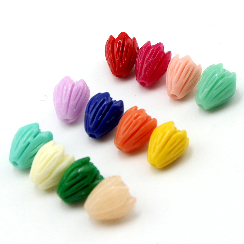 Tulip Powder Pressed into Lily Flower Core Spacer Beads Pendant Flower Magnolia DIY Jewelry Accessories