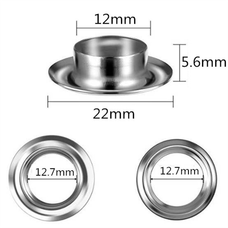 100 sets agujeros de aire de metal de 12mm + herramientas de instalación 3 piezas traje hebilla de metal callos equipaje hebilla de lona transfronteriza
