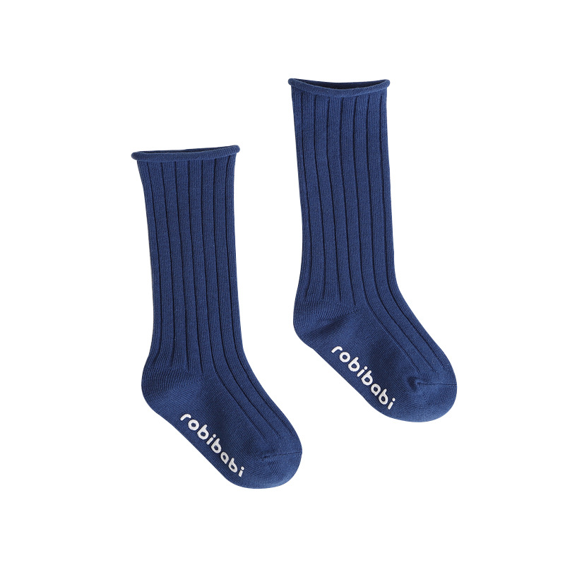 Calcetines de bebé de rayas verticales populares de Amazon para bebés y niños que dispensan calcetines largos de doble aguja calcetines sueltos de media pantorrilla