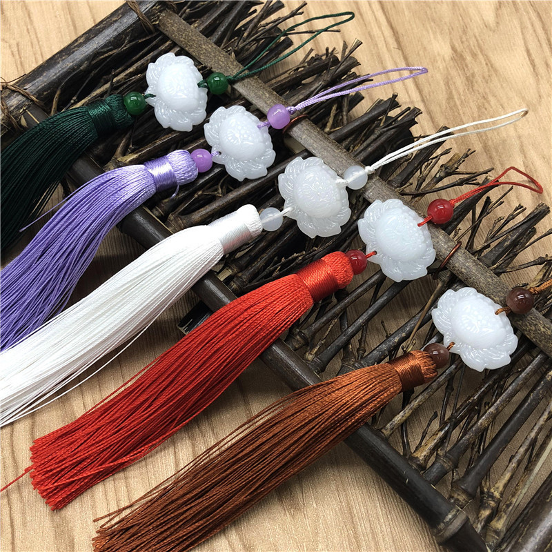 Lotus tassel hanging spike ancient costume pressure lapel antique Han suit white jade lotus tassel diy fan pendant spike wholesale Lotus tassel hanging spike ancient costume pressure lapel antique Han suit white jade lotus tassel diy fan pendant spike wholesale