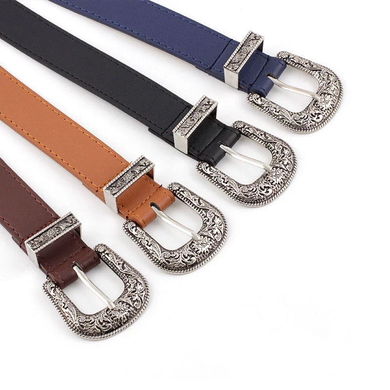 Набор кожаноподобных поясов, 3 предмета, в ретро-европейском стиле, ширина 2.8 см, длина 108/118 см