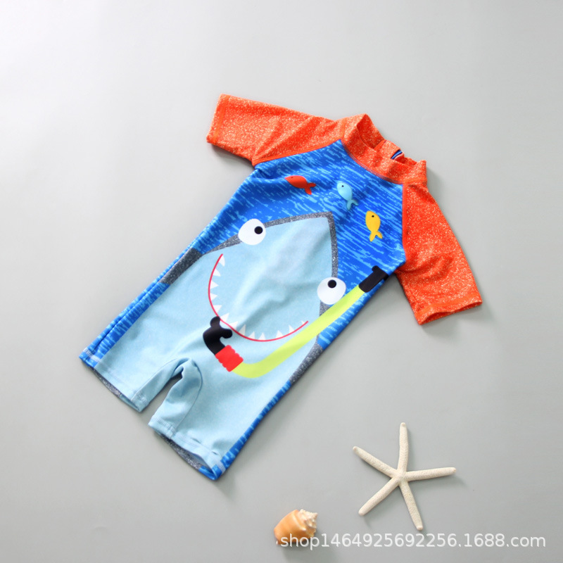 Cartoon children's shark, cute quick dry swimwear for men and women, Korean style, sun protection 2