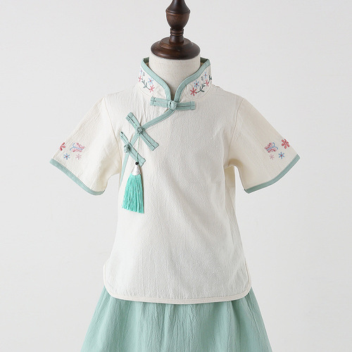 Children's Hanfu Summer Girls Tangzhuang Qipao Modified Hanfu Ruqun Little Girls National Style Children's Clothing Ethnic Ancient Costume