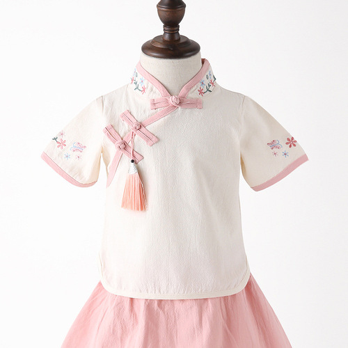 Children's Hanfu Summer Girls Tangzhuang Qipao Modified Hanfu Ruqun Little Girls National Style Children's Clothing Ethnic Ancient Costume