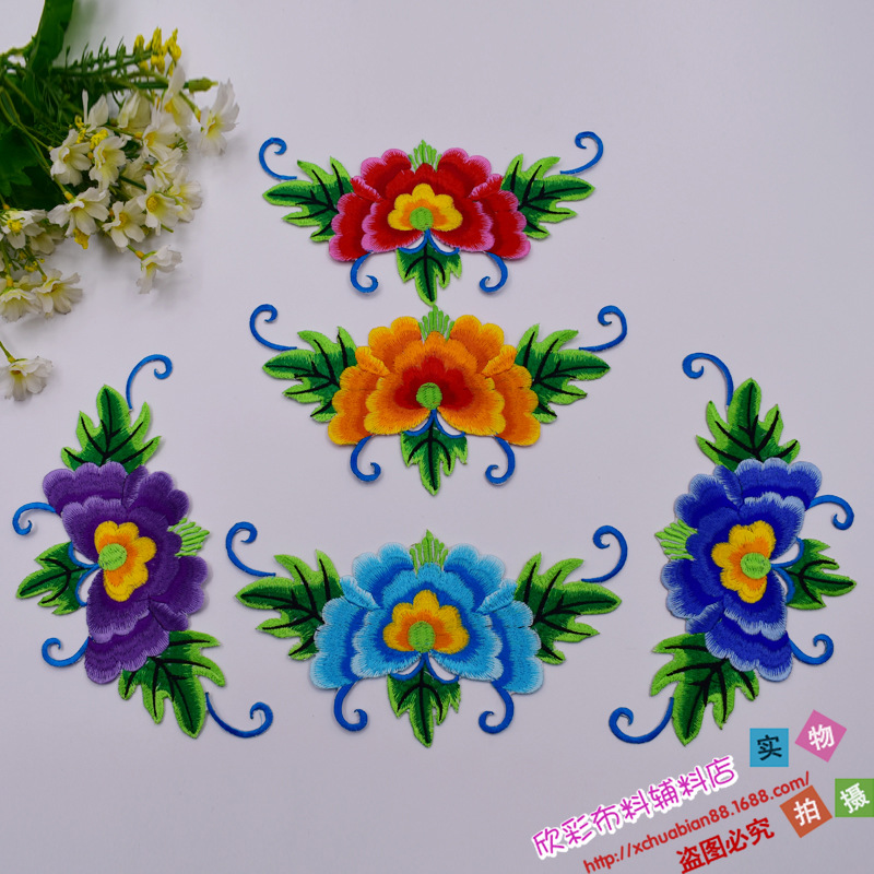 新品中国风演出配饰手工diy材料布贴补丁刺绣旗袍 J3096#大号烫花