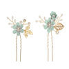 Hair accessory for bride, blue Chinese hairpin, hairgrip, flowered