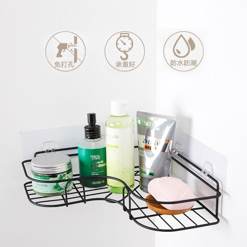 Estante de inodoro sin perforaciones esquina trípode lavado rack dormitorio almacenamiento artefacto inodoro baño estante de la pared