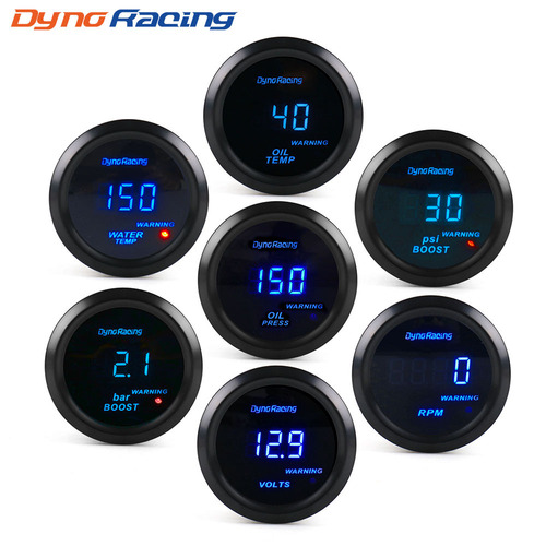 Car modification instrument 12V universal blue light digital tachometer boost water temperature oil pressure oil temperature voltage 52MM