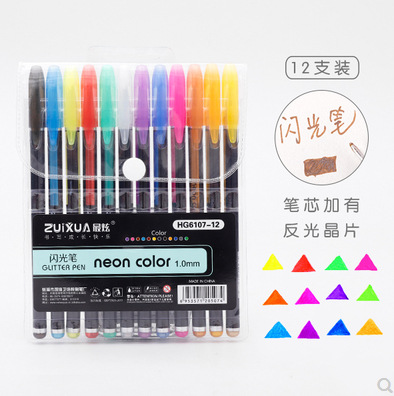 Color gel pluma 48 color resaltador Flash Pen traje estudiante diario pluma DIY graffiti color pluma de llenado en stock