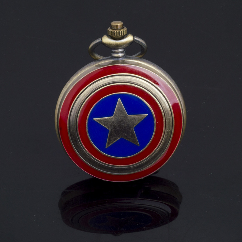 Summer Anime Cartoon Pocket Watch Avengers Quartz Watch Children's Necklace Pocket Watch Retro Flip Pocket Watch Wholesale