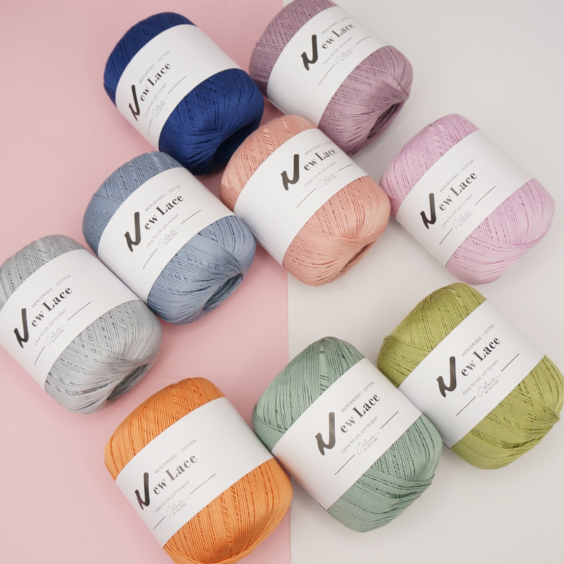 Bianger Spring and Summer Solid Color Mercerized Cotton No. 6 Lace Handmade DIY Crochet Fancy Yarn Spring and Summer Medium Fine Yarn