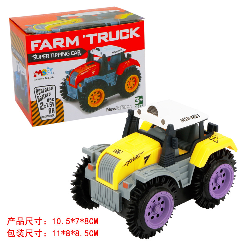 Exportaciones transfronterizas de dibujos animados camión volquete eléctrico niños jugando coche de acrobacias volteo Jeep granjero coche de policía coche de juguete
