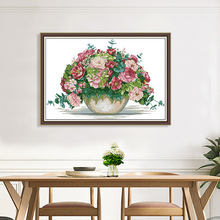 joy sunday印花十字绣新款满绣牡丹玫瑰花卉系列卧室餐厅装饰挂画