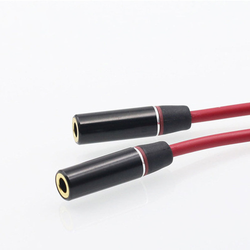 3.5mm音频线延长线一分二音频线AUX分线器耳机一分二公对母红色线