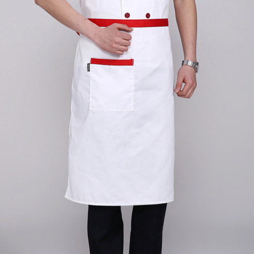 Chef apron men's half solid color black black and white stripes red black edge pattern knife and fork black and white grid