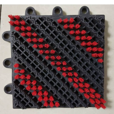 Avtomobil döşəmə paspasları, Factory wholesale EVA plastic - reinforced-three-brush-gray-bottom-red-brush-1-square