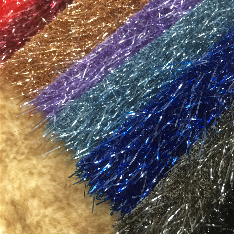 长丝亮片绒 胶丝亮光松针绒  包装工艺品鞋材毛绒面料