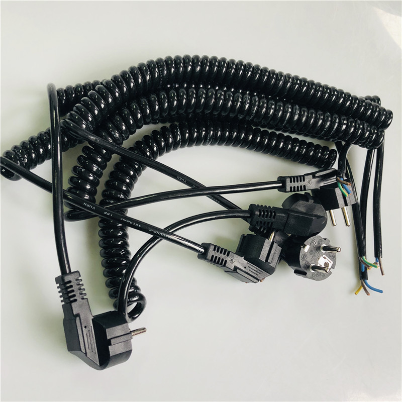 厂家直销欧洲插头电源线 弹簧线 螺旋线插头电源线 欧式烟斗插头