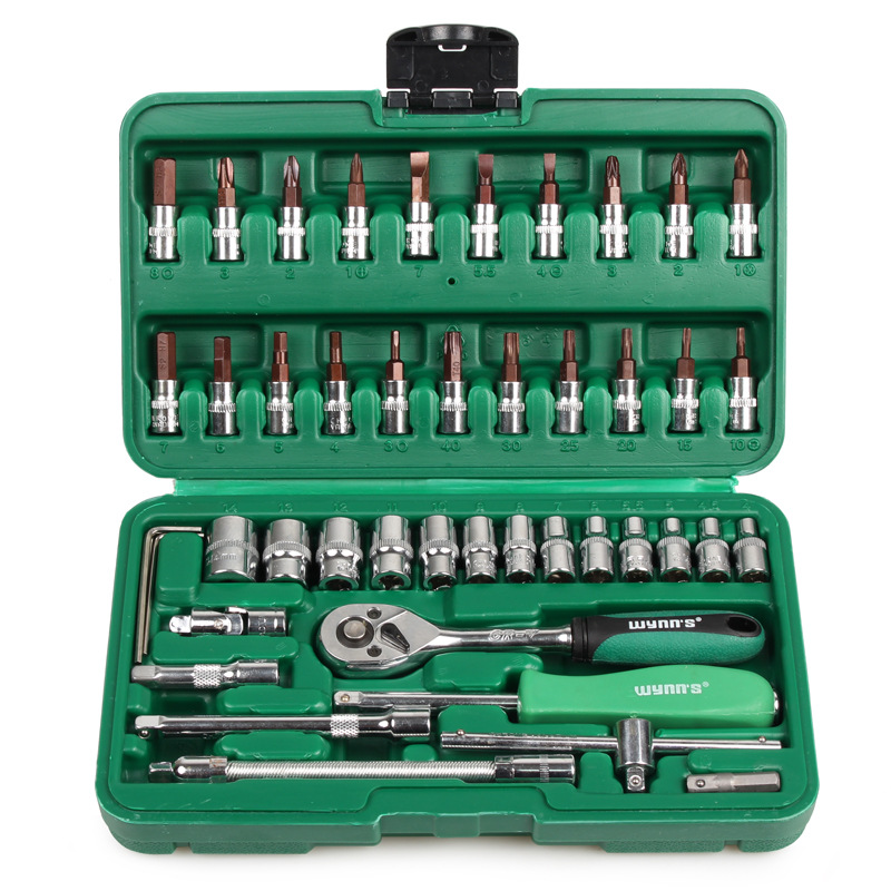 供应Aolacow棘轮快速扳手套筒组套汽修工具螺丝批组合套装46件套