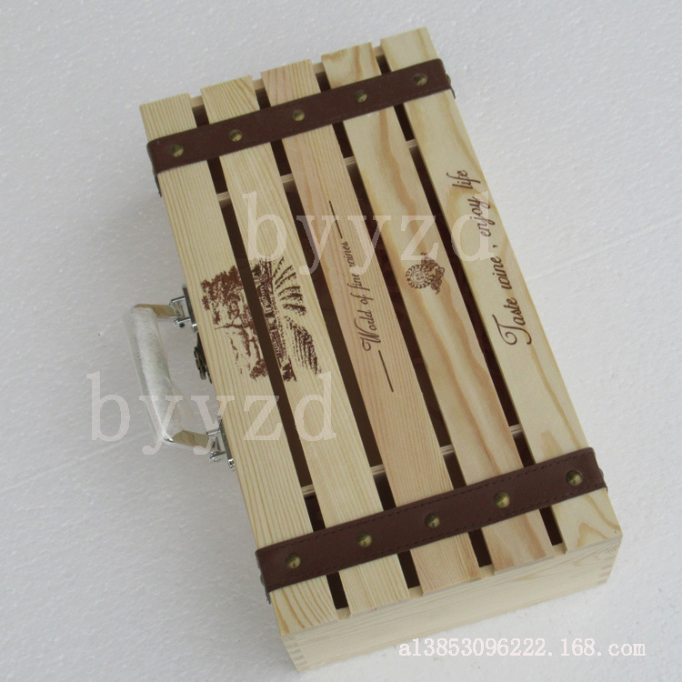 双支红酒盒 葡萄酒礼盒 实木制通用红酒箱 木箱包装盒 现货