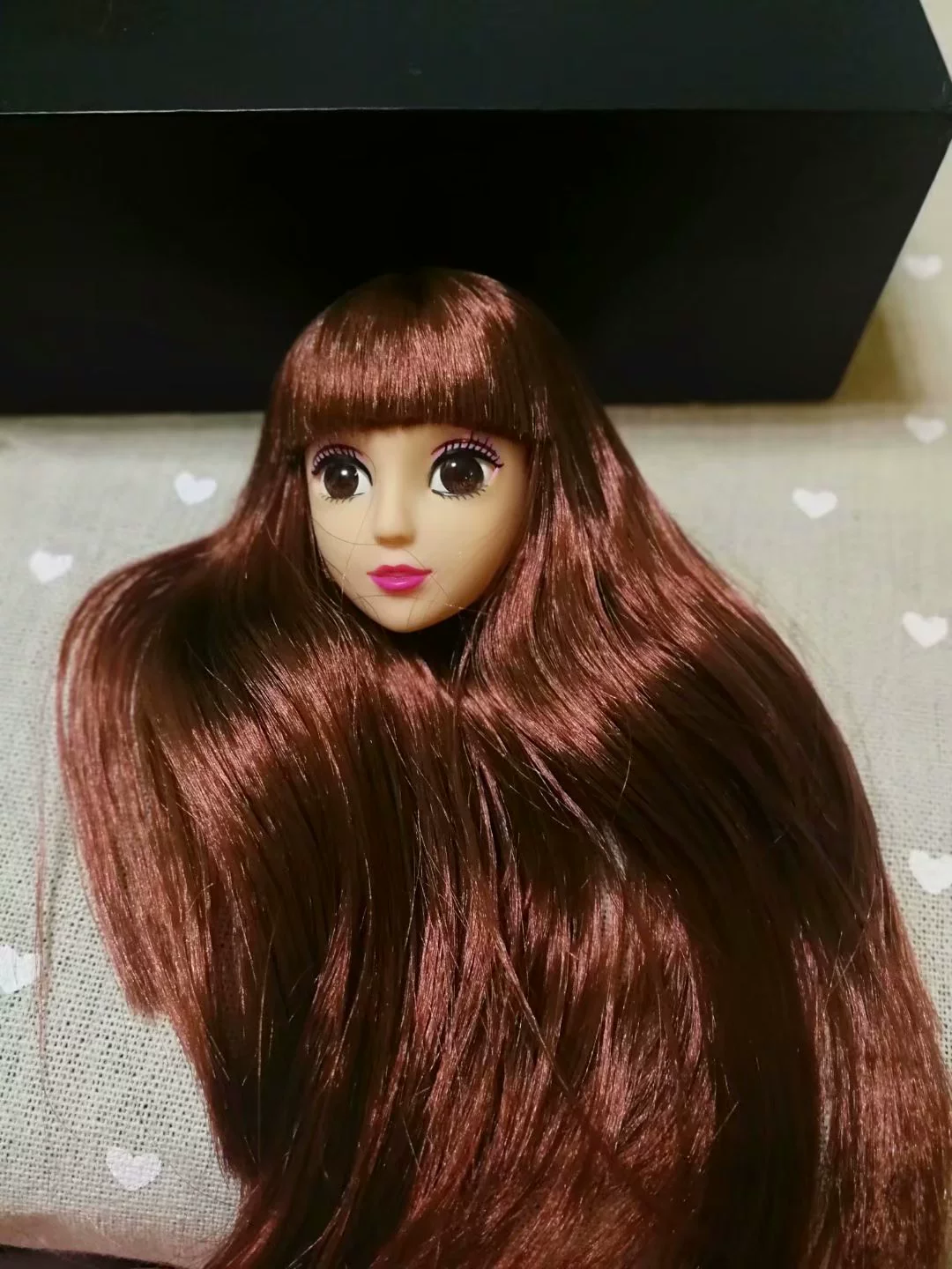 Кукольная голова 3D, длинные пряди, реалистичное лицо с большими глазами, несколько цветов и отделок