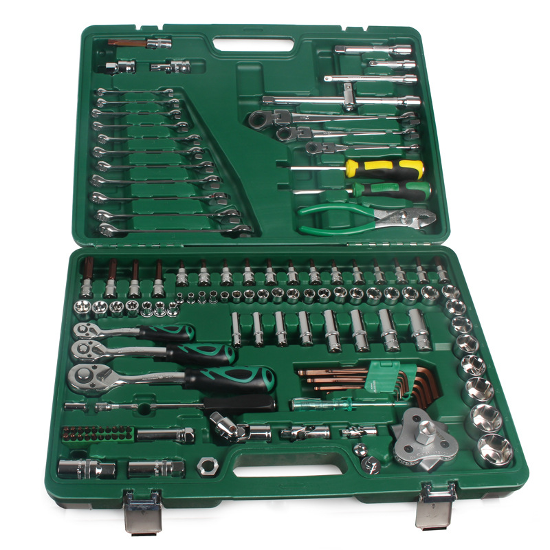 供应Aolacow汽修工具箱组套快速扳手套筒螺丝批组合套装130件套