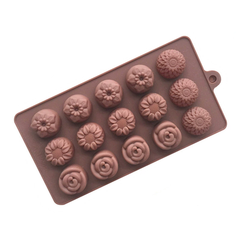 蓝调 Spot 15 consecutive small different flower chocolate mold silicone jelly mold fire paint wax granules