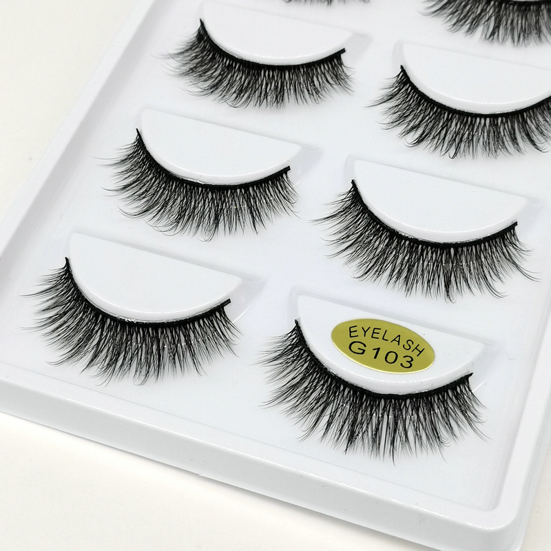 Pestañas postizas 3D 5 pares de maquillaje desnudo fresco natural pestañas realistas tridimensionales cortas serie G100 suministro transfronterizo