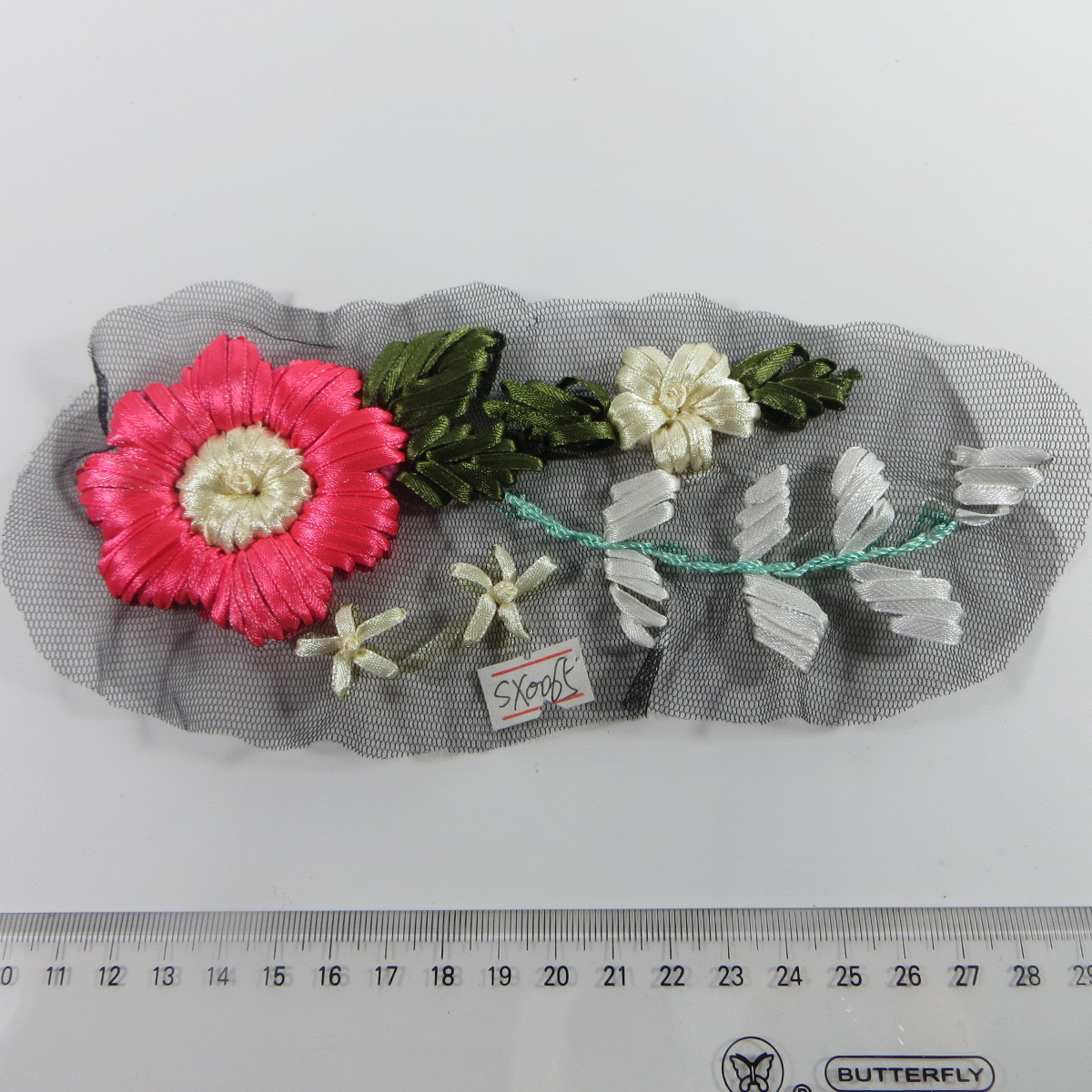 手工丝带绣蕾丝布贴晚礼服胸花围巾立体花朵网布绣抱枕配件包包