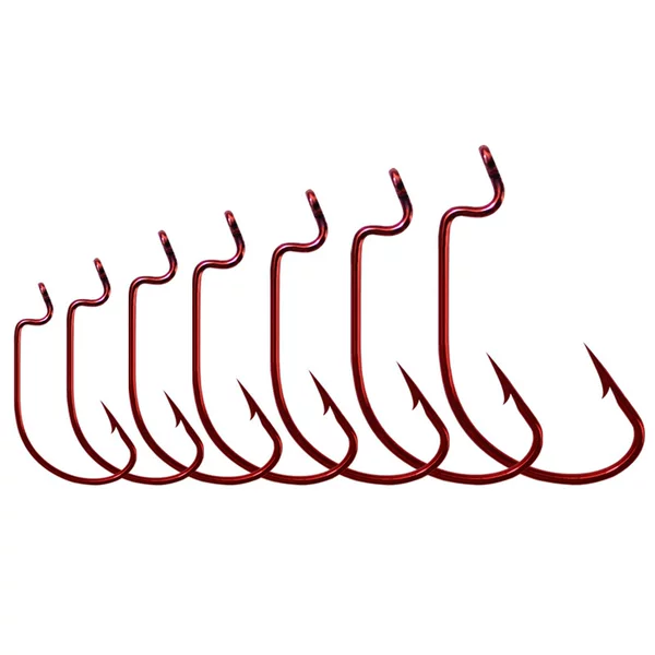 Red Wide Belly Curved Hook Lure Soft Bait Hook 1/0 # -5/0 # Texas Fishing Rig with Fish Hooks Wholesale