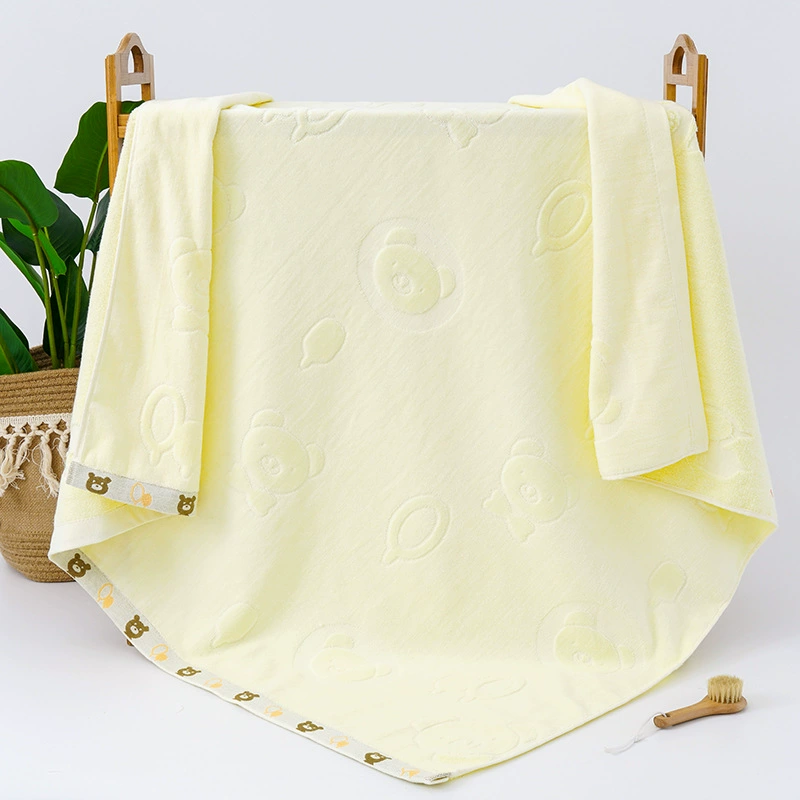 Cotton cartoon children's soft bath towel for kindergarten, wholesale