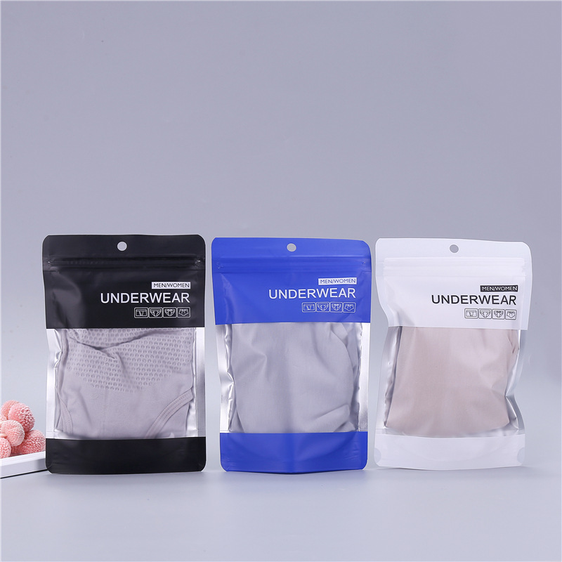 Bolsa de autosellado de ropa interior universal esmerilado autosuficiente bolsa de cremallera de sellado de tres lados bolsa de embalaje de calcetines para niños chapados en aluminio engrosada