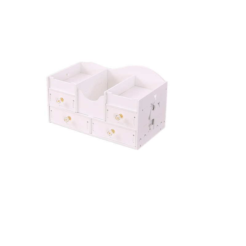 Escritorio creativo cosméticos caja de almacenamiento cajón gabinete joyería organización caja durable pvc madera tablero de plástico sin tapa caja de almacenamiento
