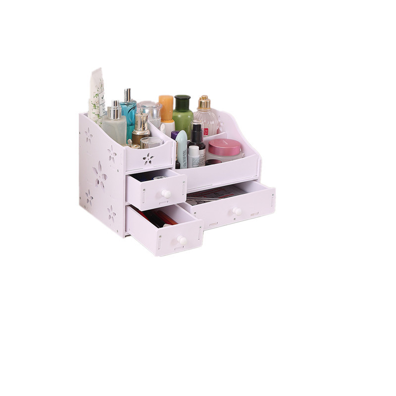 Pvc tablero de plástico de madera caja de almacenamiento de cajón de escritorio creativo caja de almacenamiento multifuncional sin tapa al por mayor