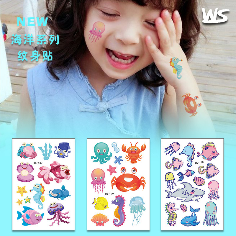 New Cartoon Ocean Series Animal Tattoo Stickers Children's Cognitive Fish Temporary Tattoo Stickers Painting New Cartoon Ocean Series Animal Tattoo Stickers Children's Cognitive Fish Temporary Tattoo Stickers Painting