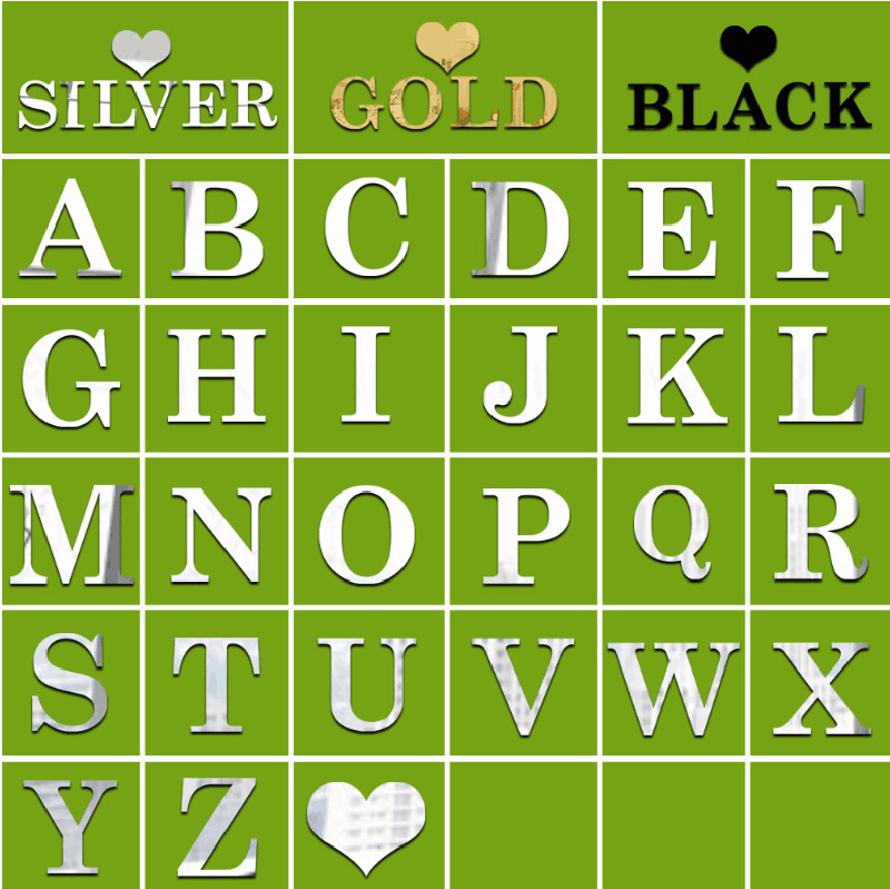 Decorative 3d Acrylic Mirror Wall Stickers English Capital Letters_voghion.com