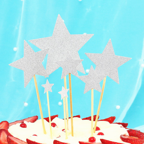 成品发货爱心插卡套装唯美蛋糕装饰插牌五角星红色生日蛋糕插牌