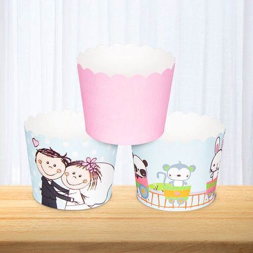 Small cake cup muffin cup high temperature baking chiffon small cake cup disposable cute pattern paper cup 50 pieces