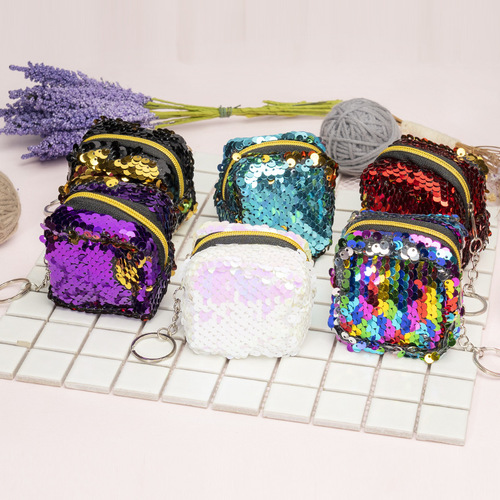 New creative sequin square three-dimensional mini small bag mini coin bag women's coin purse key bag
