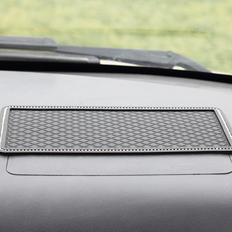 Mata silikonowa antypoślizgowa do samochodu z diamentowym wzorem na desce rozdzielczej, odporna na wysokie temperatury mata do trzymania telefonu w samochodzie, duża_voghion.com