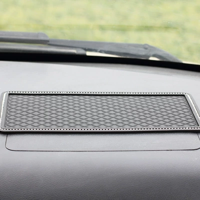 Diamond-Encrusted Car Anti-Slip Mat, Silicone Mat for Car Dashboard, High-Temperature Resistant In-Car Phone Storage Mat, Large Size
