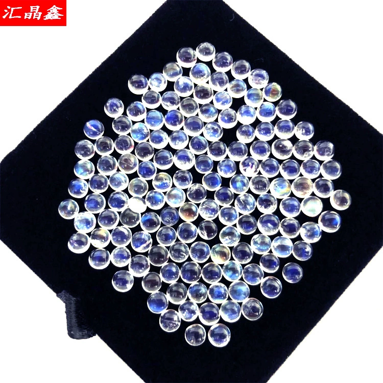 Натуральный синий лунный камень Поверхность кольца Голый камень Полукруг Плоское основание Обычная поверхность 2-6 мм Ювелирная инкрустация с камнем Европейский и американский стиль