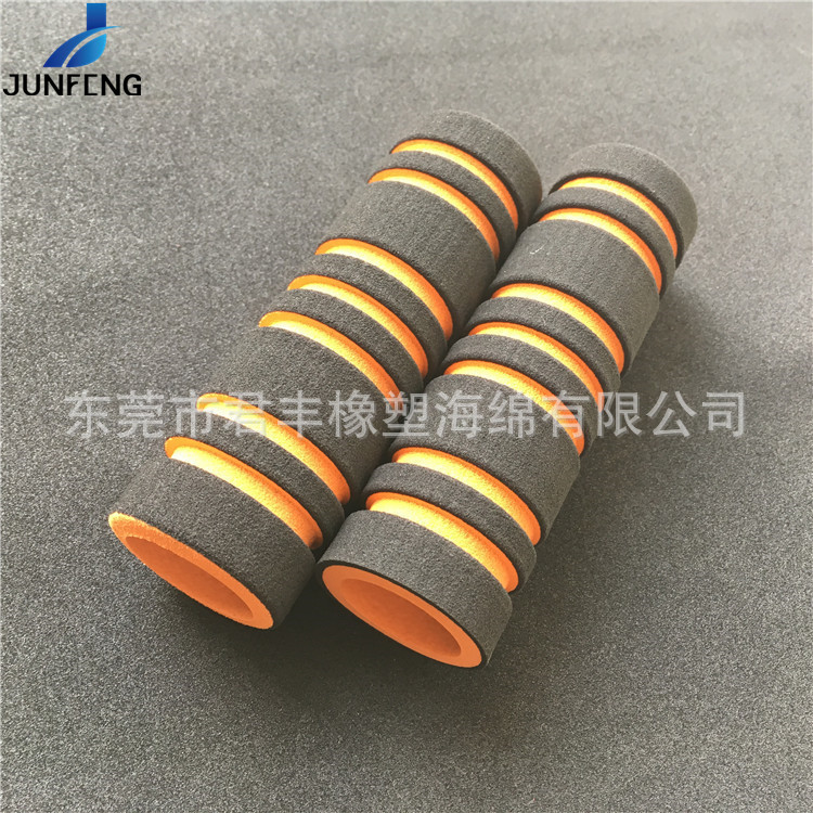 双色七沟槽机械海绵手把套 丁腈橡胶健身握把磨面NBR橡塑套管