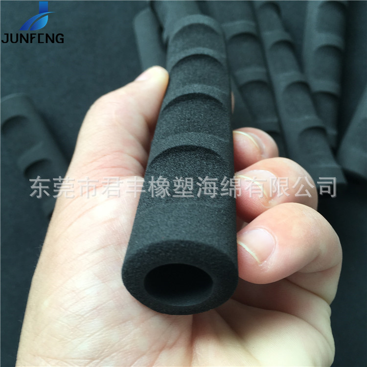 磨砂四指纹手柄把套黑色NBR橡塑海绵套管自拍杆三脚架减震防护管