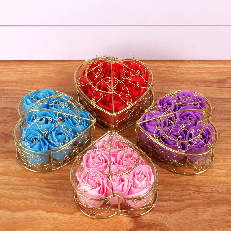 Valentine's Day Gift Simulation Flower 6 Fragrant Scene Flower Iron Basket Creative Hut Migration Wedding Switch Gifts Rose Swing