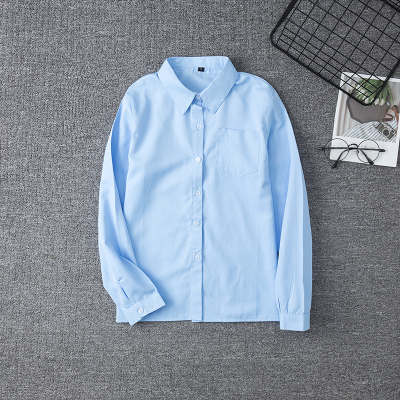Japanese JK Uniform Long-sleeved Blue Shirt Japanese School Uniform Long-sleeved Pointed Collar Square Collar Unpermeable Shirt