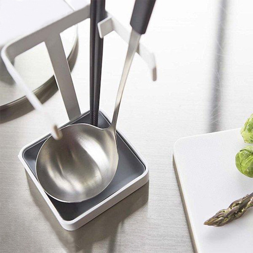 Japanese style kitchen rack pot lid rack kitchen rack sitting type with water tray spoon holder multifunctional pot lid rack inclined