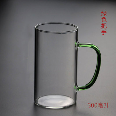 Taza de leche recta sin Tapa Recta transparente recta con mango taza de agua de vidrio intuitiva taza de desayuno de borosilicato taza de té verde